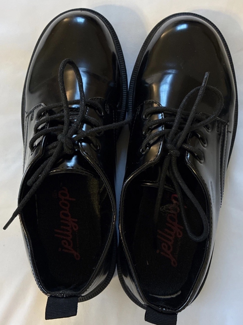 Jellypop Black Patent Platform Lace-Up Oxfords